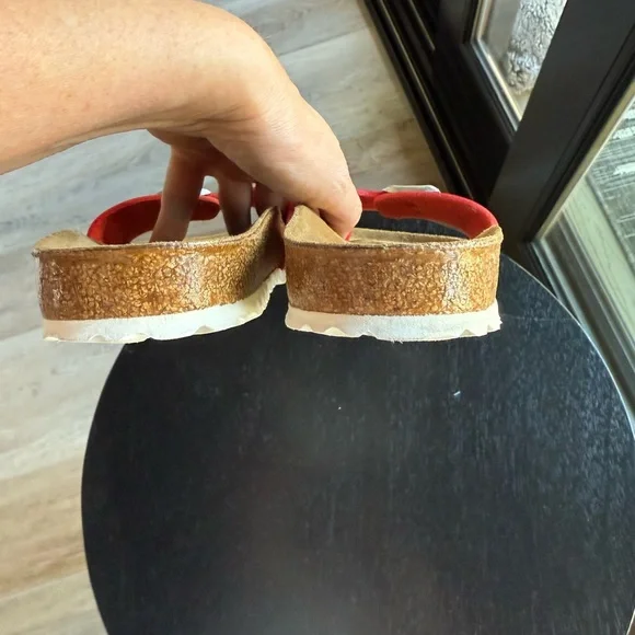 Birkenstock Red Sandals with Cork Footbed and Adjustable Buckle - Picture 6 of 8